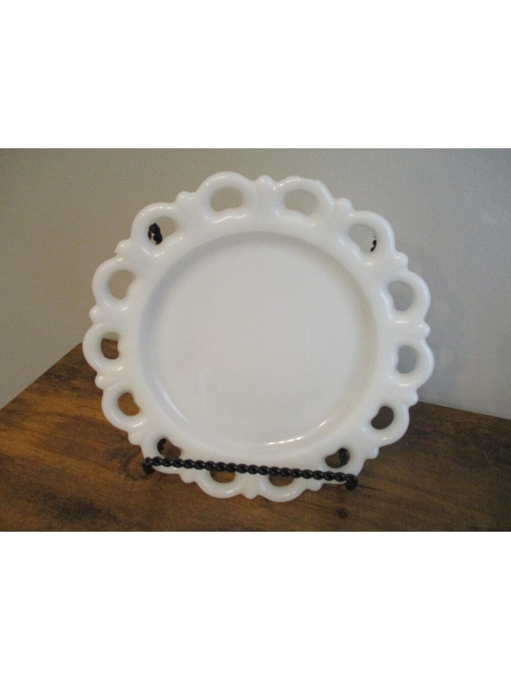 Vintage Anchor Hocking Lace Edge Milk Glass Plate • Old Colony